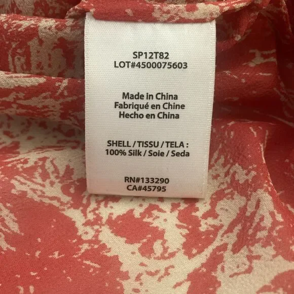 Rachel Zoe Silk Blouse SIZE 8 Sheer Dolman Long Sleeve Abstract Art to Wear - Picture 6 of 11